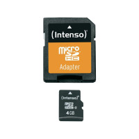 Produktbild för Intenso 3403450, 4 GB, MicroSDHC, Klass 4, 20 MB/s, 5 MB/s,...