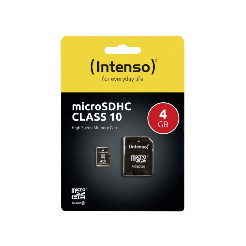Produktbild för Intenso 3403450, 4 GB, MicroSDHC, Klass 4, 20 MB/s, 5 MB/s,...