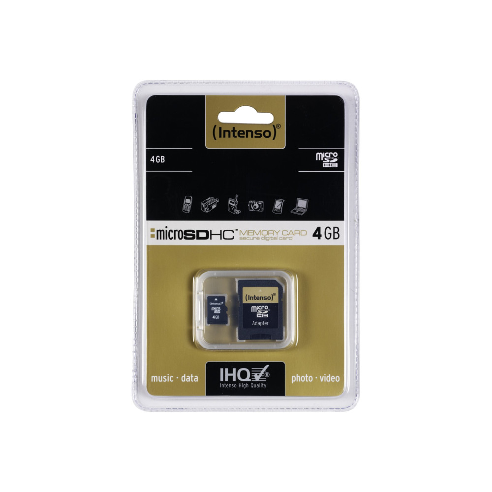 Produktbild för Intenso 3403450, 4 GB, MicroSDHC, Klass 4, 20 MB/s, 5 MB/s,...