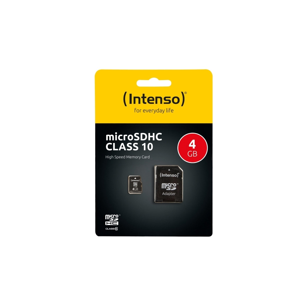 Produktbild för Intenso 3403450, 4 GB, MicroSDHC, Klass 4, 20 MB/s, 5 MB/s,...