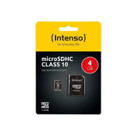 Produktbild för Intenso 3403450, 4 GB, MicroSDHC, Klass 4, 20 MB/s, 5 MB/s,...