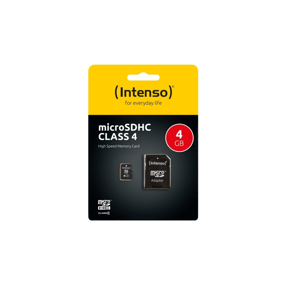 Produktbild för Intenso 3403450, 4 GB, MicroSDHC, Klass 4, 20 MB/s, 5 MB/s,...