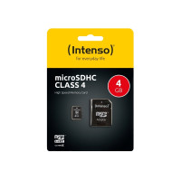 Produktbild för Intenso 3403450, 4 GB, MicroSDHC, Klass 4, 20 MB/s, 5 MB/s,...