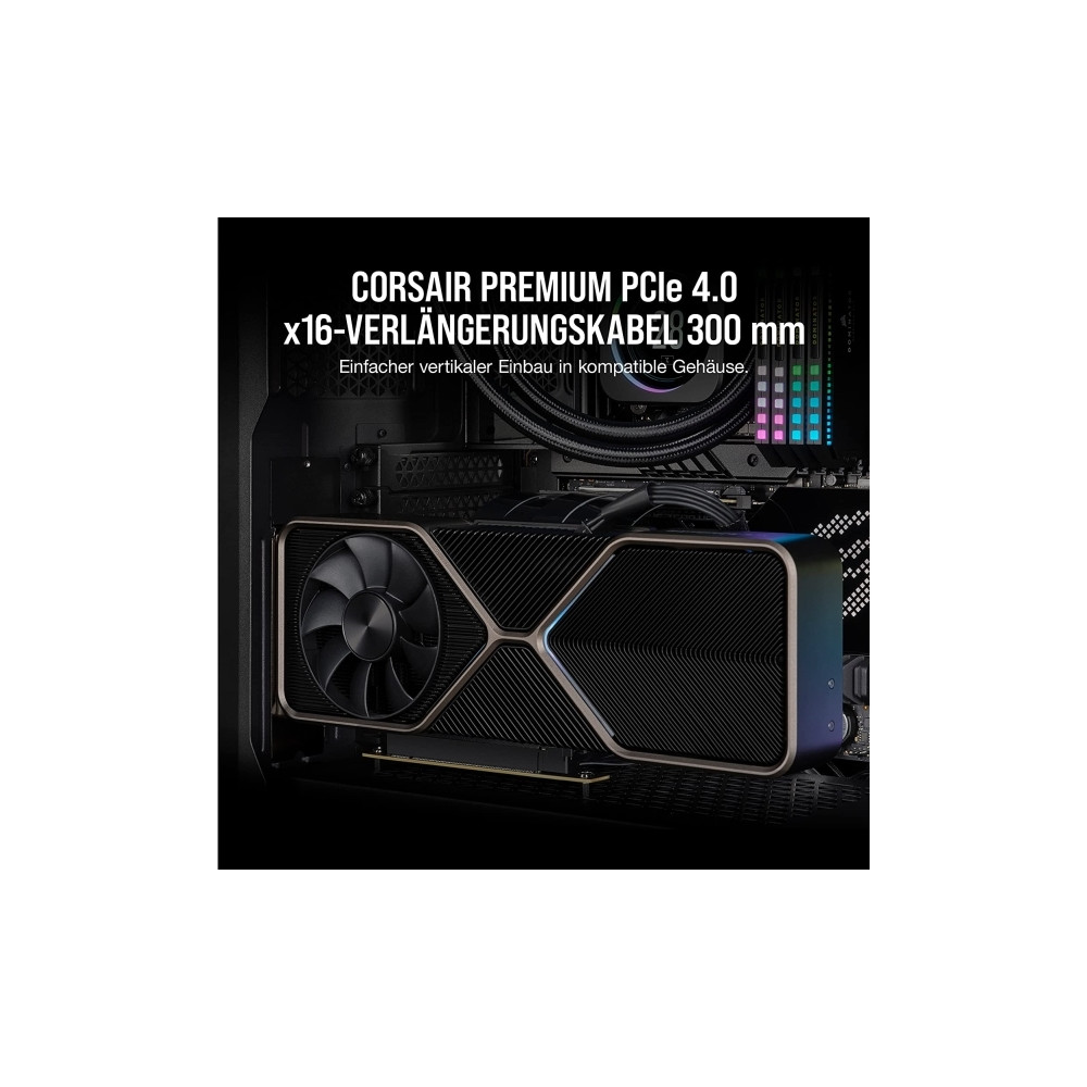 Produktbild för CORSAIR Premium Extension - PCI Express x16-kabel - PCI Express 4.0 x16 till PCI Express 4.0 x16 - 30 cm