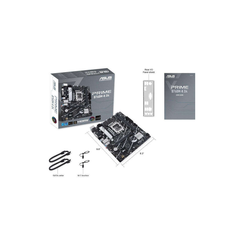 Produktbild för ASUS PRIME B760M-K D4 - moderkort - micro ATX - LGA1700-uttag - B760