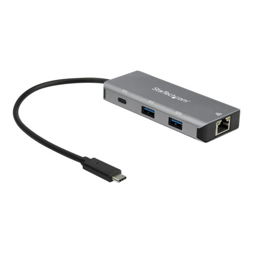 StarTech.com StarTech.com USB C-hubb med 3 portar och Gigabit-Ethernet-RJ45 GbE-port - 2x USB A, 1x USB C - USB 3.1/3.2 gen. 2 Type C-hubbadapter med SuperSpeed 10 Gbit/s - USB-bussdriven - Aluminium - Fungerar med TB3 - hubb - 3 portar