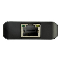 Produktbild för StarTech.com USB C-hubb med 3 portar och Gigabit-Ethernet-RJ45 GbE-port - 2x USB A, 1x USB C - USB 3.1/3.2 gen. 2 Type C-hubbadapter med SuperSpeed 10 Gbit/s - USB-bussdriven - Aluminium - Fungerar med TB3 - hubb - 3 portar