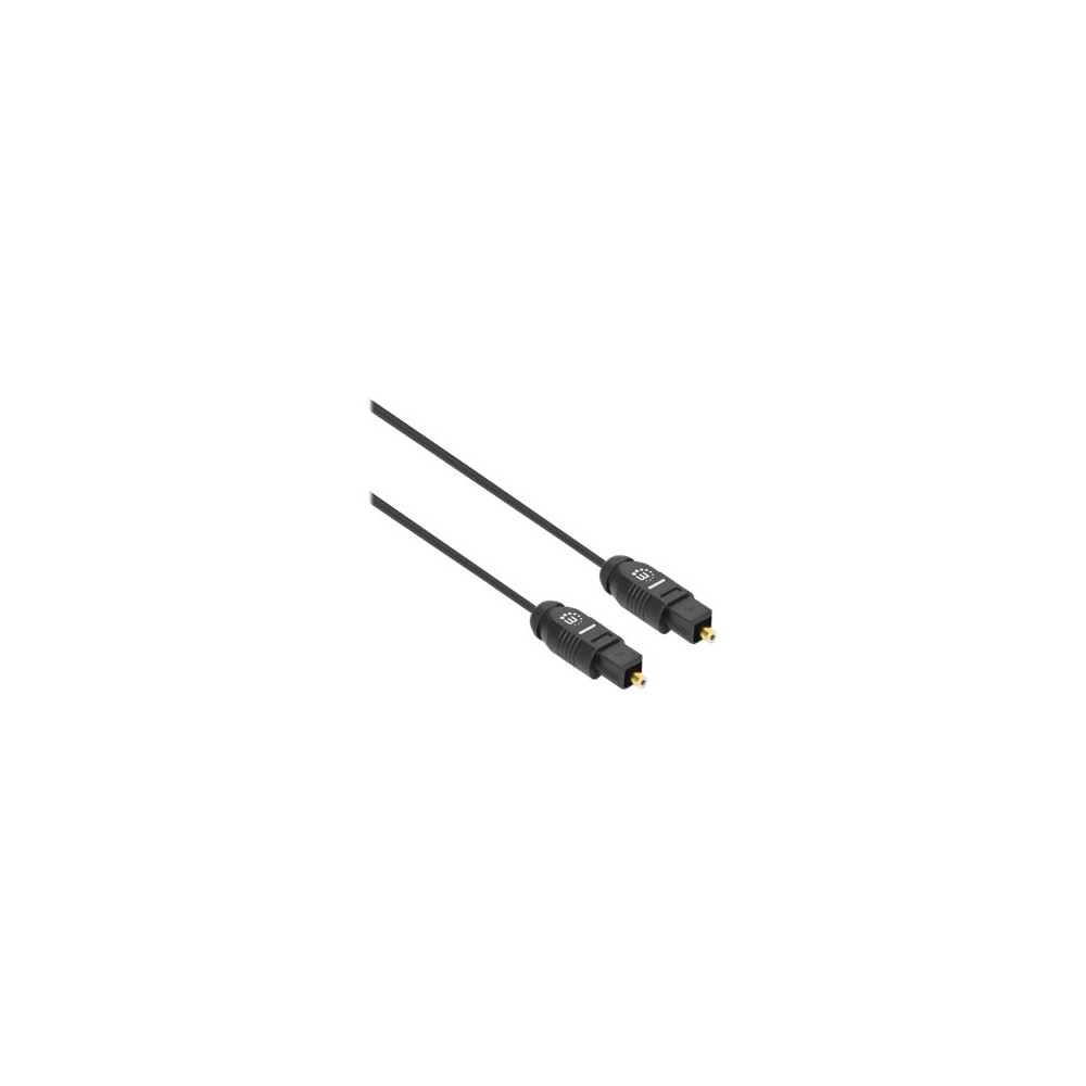 Produktbild för Manhattan Toslink Digital Optical AudioCable, 1m, Male/Male, Toslink S/PDIF, Gold plated contacts, Lifetime Warranty, Polybag - digial audiokabel (optisk) - 1 m