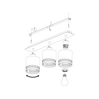 Produktbild för EGLO ESTEPERRA vägglampa 3L i storlek och guld med hålmönste...