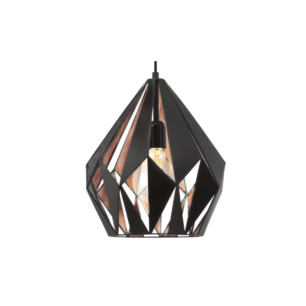 Produktbild för Eglo Carlton 1 - hängande lampa - E27 - svart, koppar