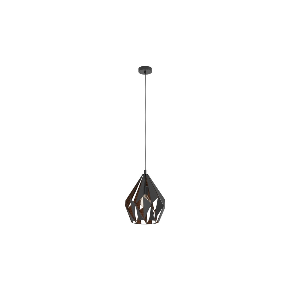 Produktbild för Eglo Carlton 1 - hängande lampa - E27 - svart, koppar