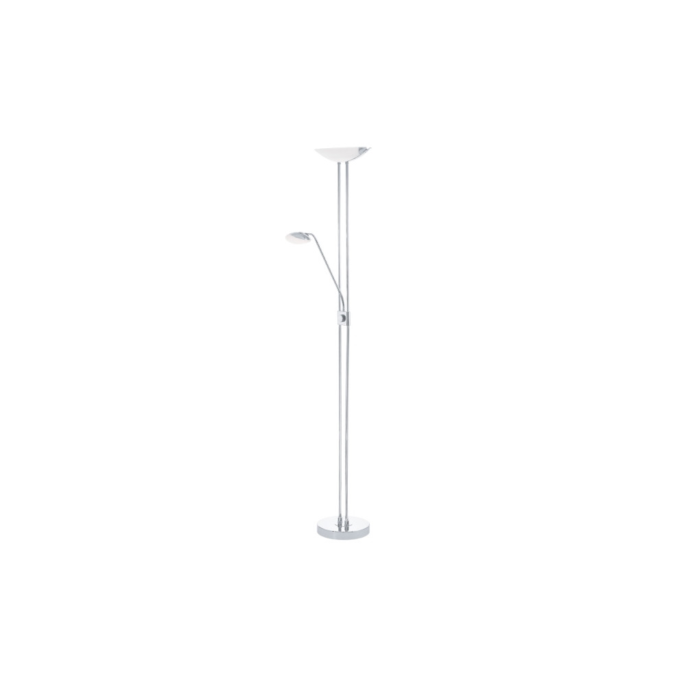 Produktbild för Eglo Baya - golvlampa i form av en fackla - LED x 3 - totalt: 25 W - varmt vitt ljus - 3000 K - satined, vit, krom