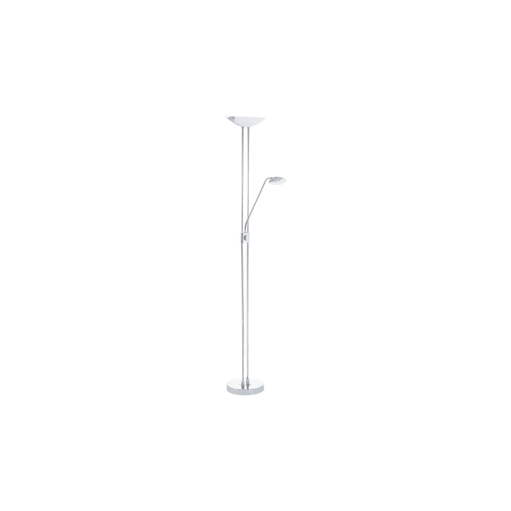 Produktbild för Eglo Baya - golvlampa i form av en fackla - LED x 3 - totalt: 25 W - varmt vitt ljus - 3000 K - satined, vit, krom