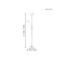 Produktbild för Eglo Baya - golvlampa i form av en fackla - LED x 3 - totalt: 25 W - varmt vitt ljus - 3000 K - satined, vit, krom