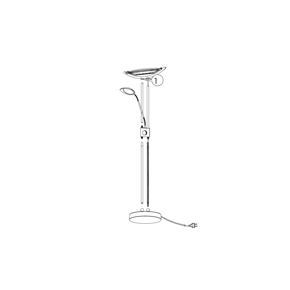 Produktbild för Eglo Baya - golvlampa i form av en fackla - LED x 3 - totalt: 25 W - varmt vitt ljus - 3000 K - satined, vit, krom