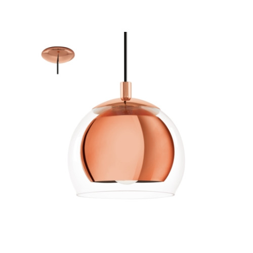 EGLO EGLO ROCAMAR pendel med klar glasskærm og kobber skærm inden...