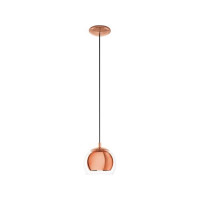 Produktbild för EGLO ROCAMAR taklampa med klarglasskärm och kopparskärm inut...