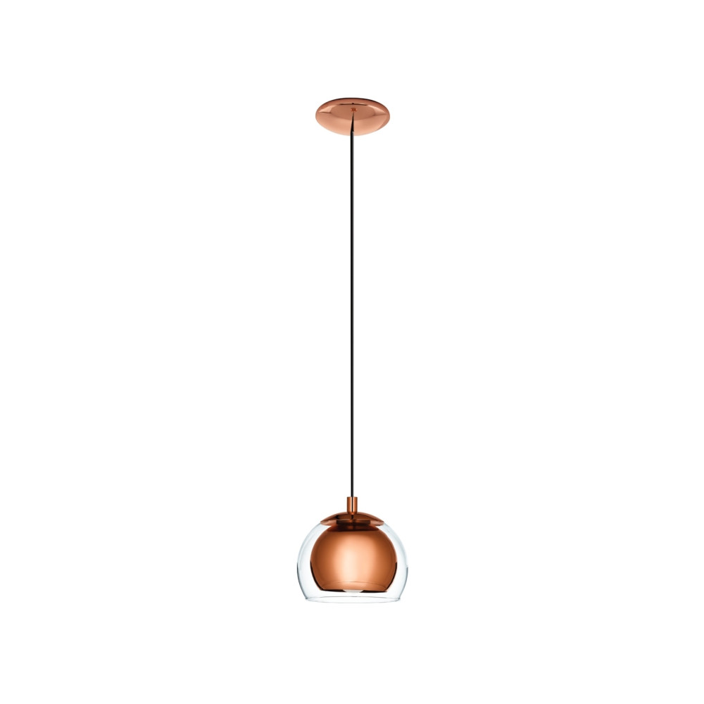 Produktbild för EGLO ROCAMAR taklampa med klarglasskärm och kopparskärm inut...