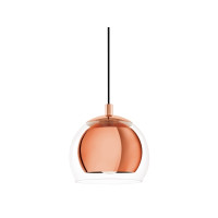 Produktbild för EGLO ROCAMAR taklampa med klarglasskärm och kopparskärm inut...