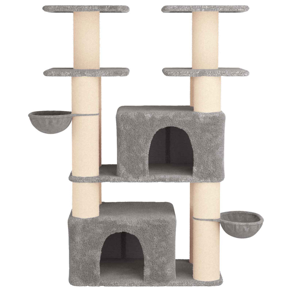 Produktbild för Kattträd med sisal klöspelare 2 st Ljusgrå 147 cm