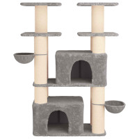 Produktbild för Kattträd med sisal klöspelare 2 st Ljusgrå 147 cm
