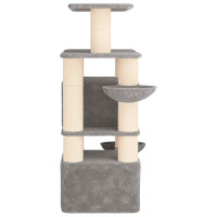 Produktbild för Kattträd med sisal klöspelare 2 st Ljusgrå 147 cm