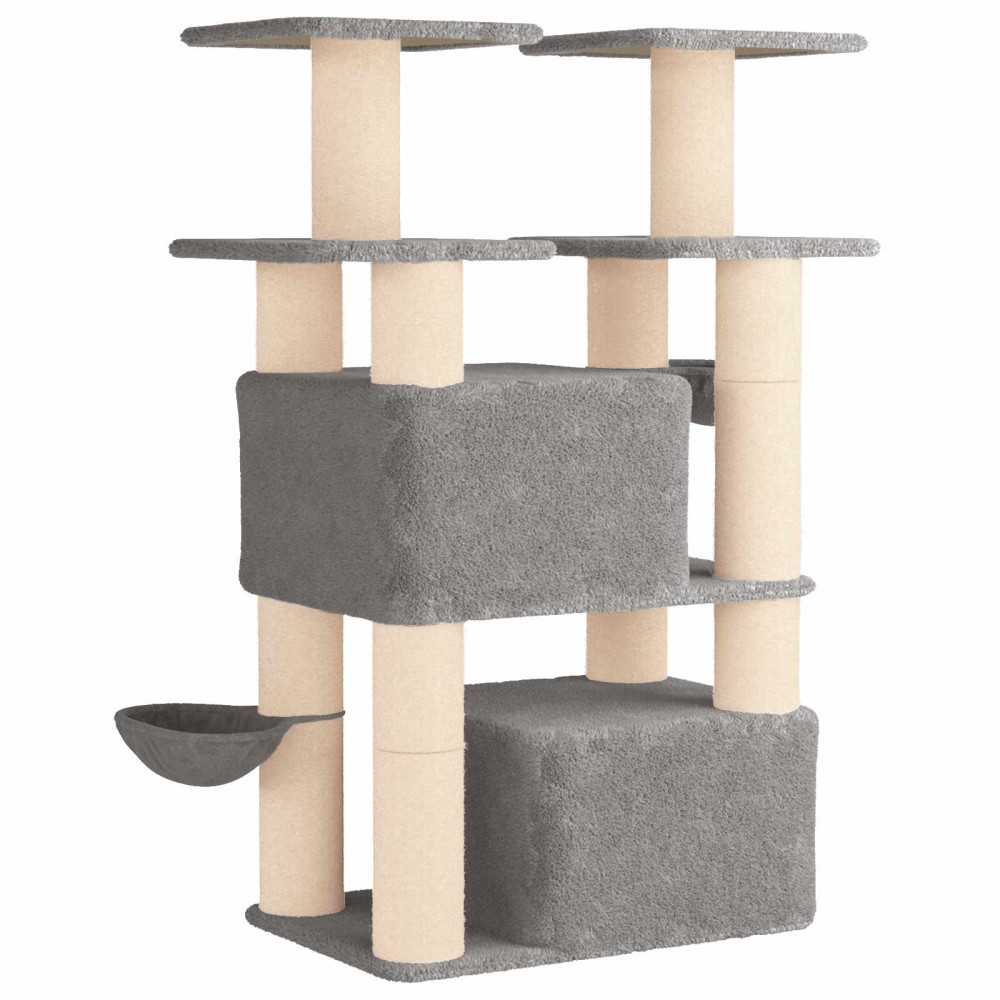 Produktbild för Kattträd med sisal klöspelare 2 st Ljusgrå 147 cm
