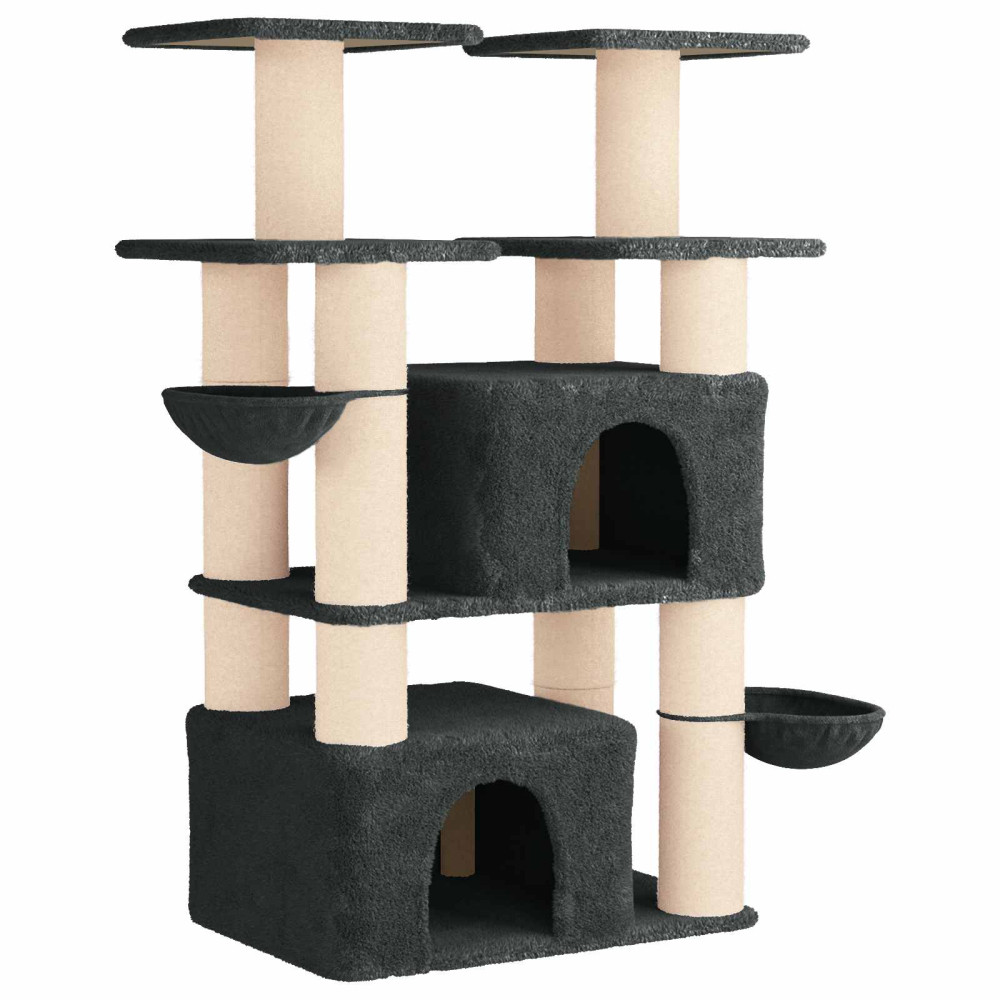 Produktbild för Kattträd med sisal klöspelare 2 st Mörkgrå 147 cm