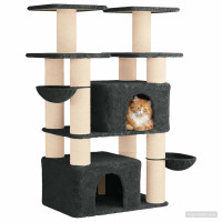 Produktbild för Kattträd med sisal klöspelare 2 st Mörkgrå 147 cm