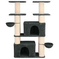 Produktbild för Kattträd med sisal klöspelare 2 st Mörkgrå 147 cm