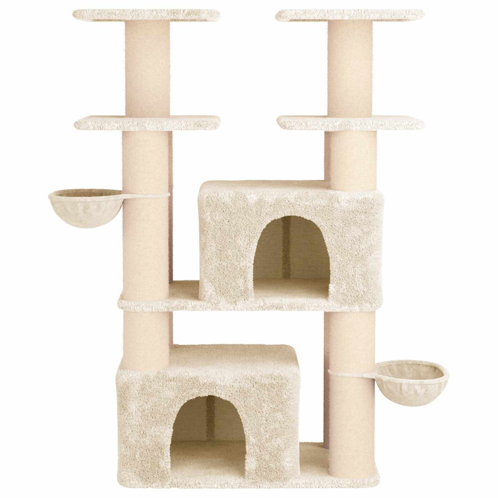 Produktbild för Kattträd med sisal klöspelare 2 st Gräddvit 147 cm