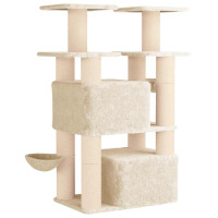 Produktbild för Kattträd med sisal klöspelare 2 st Gräddvit 147 cm