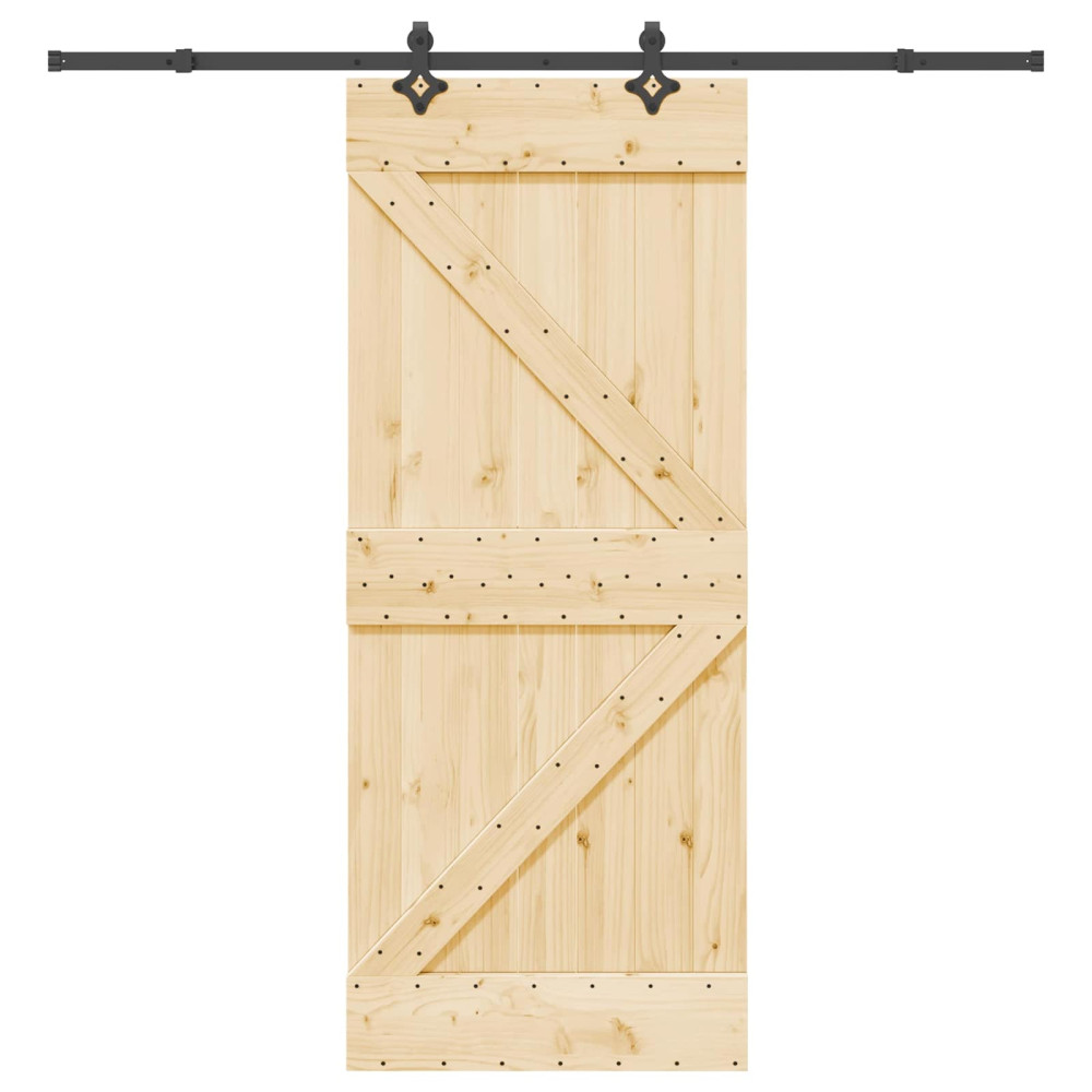 Produktbild för Skjutdörr NARVIK Naturlig och svart 85 x 210 cm (213,5 cm)