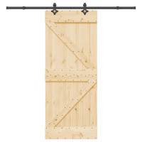 Produktbild för Skjutdörr NARVIK Naturlig och svart 85 x 210 cm (213,5 cm)
