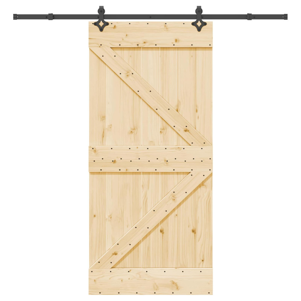 Produktbild för Skjutdörr NARVIK Naturlig och svart 95 x 210 cm (213,5 cm)
