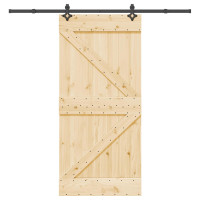 Produktbild för Skjutdörr NARVIK Naturlig och svart 95 x 210 cm (213,5 cm)