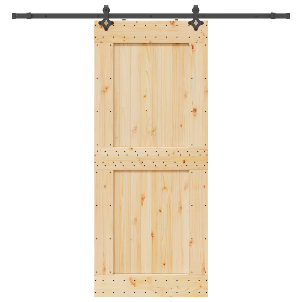 Produktbild för Skjutdörr NARVIK Naturlig och svart 95 x 210 cm (213,5 cm)