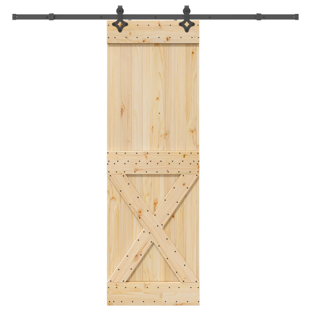 Produktbild för Skjutdörr NARVIK Naturlig och svart 70 x 210 cm (213,5 cm)