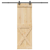 Produktbild för Skjutdörr NARVIK Naturlig och svart 70 x 210 cm (213,5 cm)