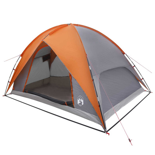vidaXL Campingtält med Regnöverdrag Vattentålig Kupol Grå och orange