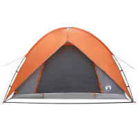 Produktbild för Campingtält med Regnöverdrag Vattentålig Kupol Grå och orange