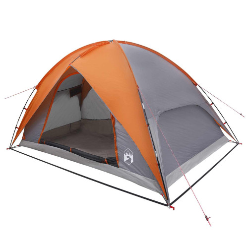 vidaXL Campingtält med Regnöverdrag Vattentålig Kupol Grå och orange