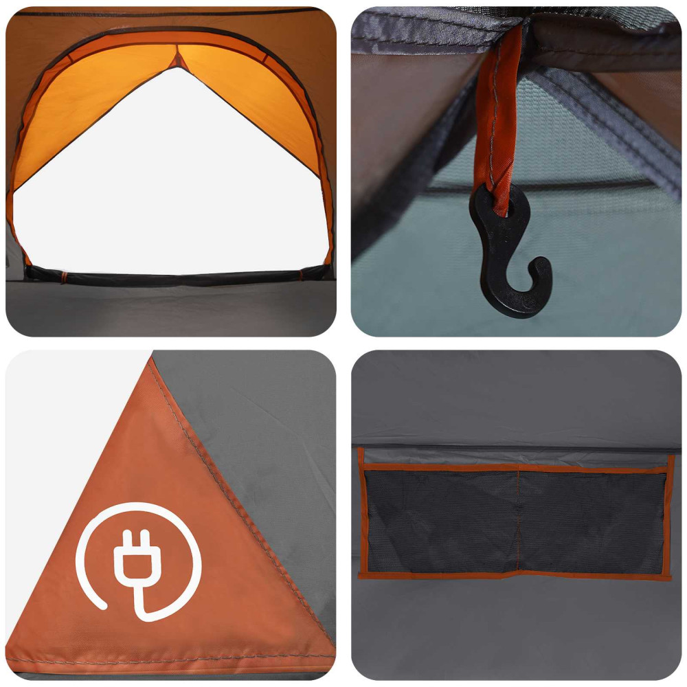 Produktbild för Campingtält med Regnöverdrag Vattentålig Kupol Grå och orange