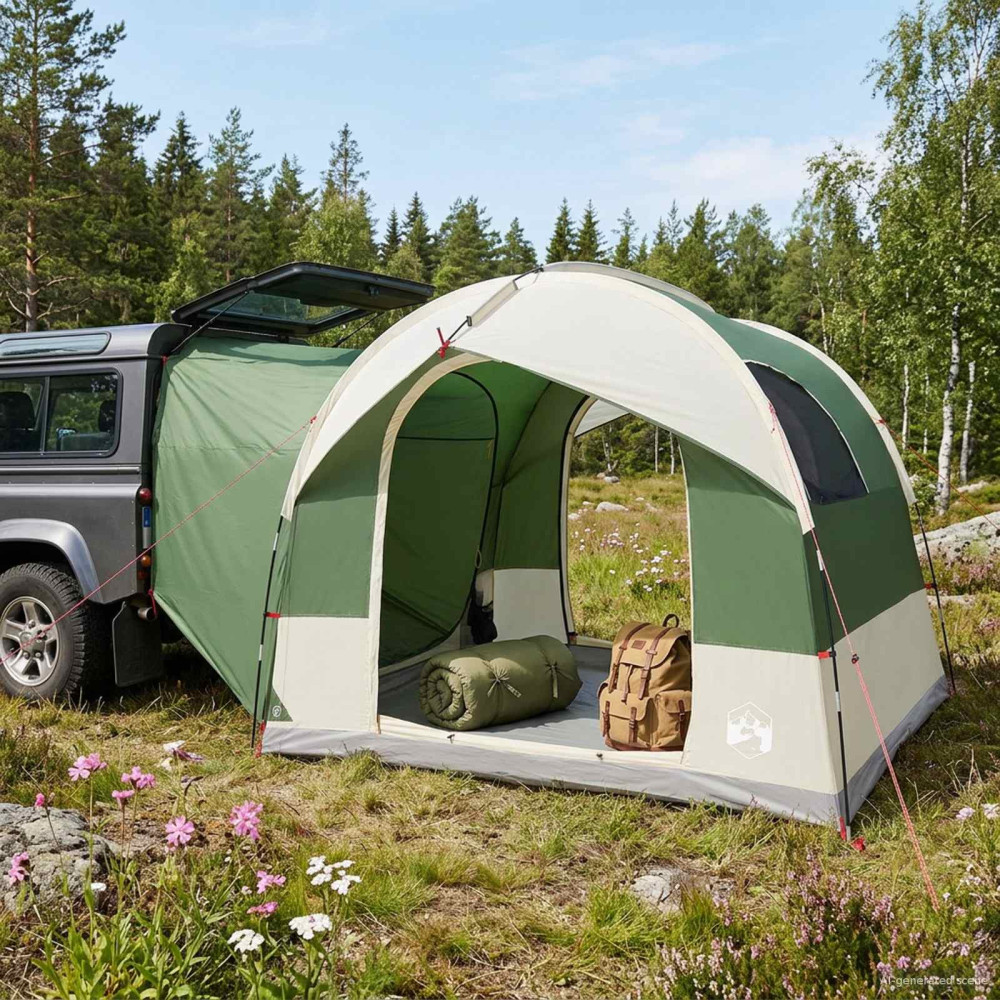 Produktbild för Tailgate Tält med Regnskydd Vattentålig Grön 4 personer