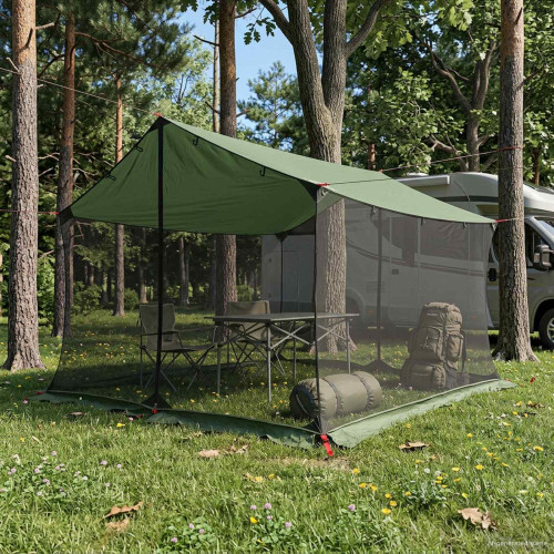 vidaXL Campingtarp med nätväggar Grön 340 x 260 x 220 cm