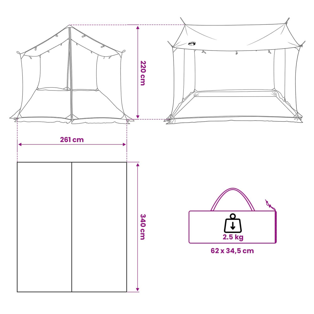 Produktbild för Campingtarp med nätväggar Grön 340 x 260 x 220 cm