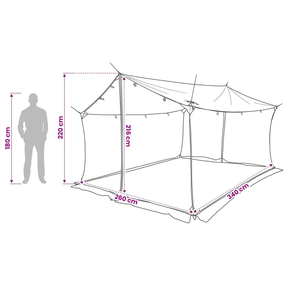 Produktbild för Campingtarp med nätväggar Armégrön 340 x 260 x 220 cm
