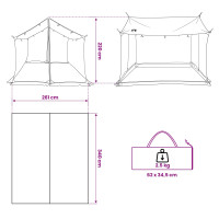 Produktbild för Campingtarp med nätväggar Armégrön 340 x 260 x 220 cm