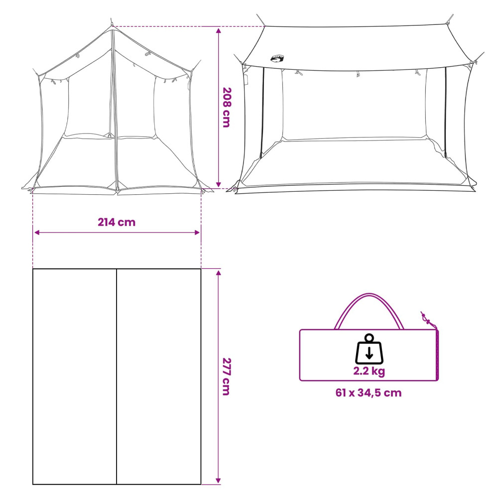Produktbild för Campingtarp med nätväggar Grön 270 x 210 x 210 cm