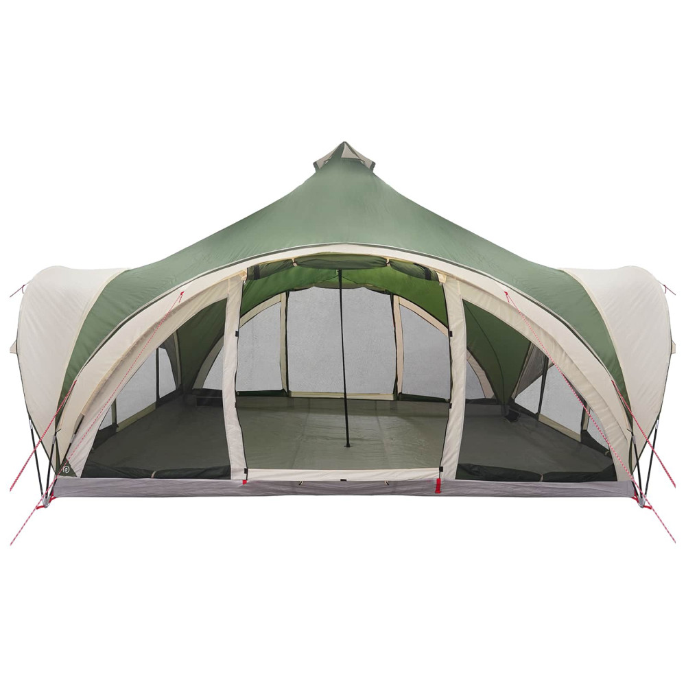 Produktbild för Tipi Tält med tak Grön 18 personer Polyester och Stål